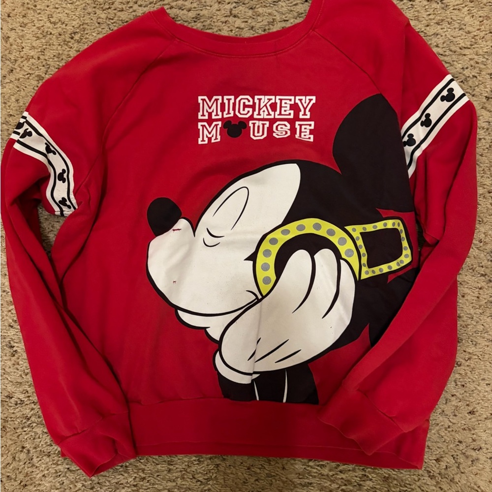 Disney Mickey Mouse Red Graphic Sweatshirt - Cozy Crewneck Pullover